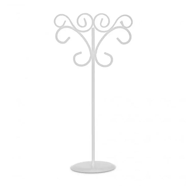 Tall 9" Ornamental Metal Wire Table Number Holder - White - Set of 6