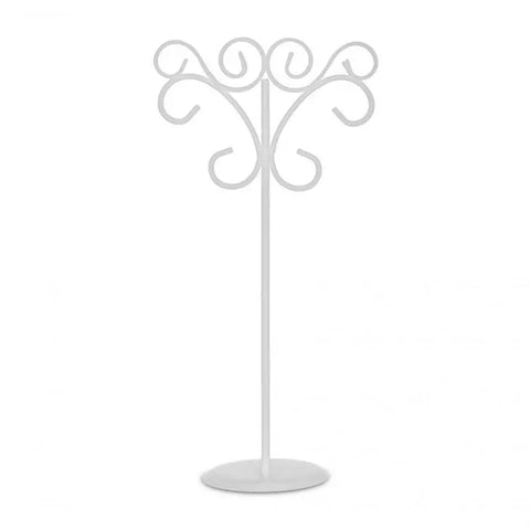 Tall 9" Ornamental Metal Wire Table Number Holder - White - Set of 6