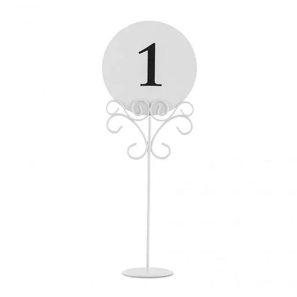 Tall 9" Ornamental Metal Wire Table Number Holder - White - Set of 6