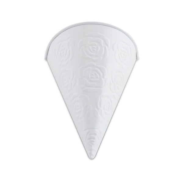 White Metal Cone With Embossed Rose Pattern (4)