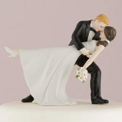 Bride and Groom Couple Wedding Cake Topper Figurine - Romantic Dip