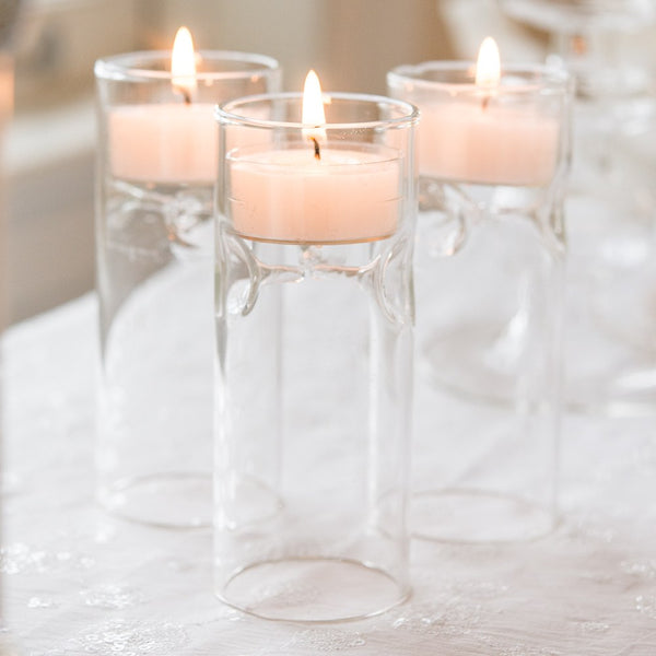 Blown Glass Miniature Tealight Luminaries - Clear - Set of 4