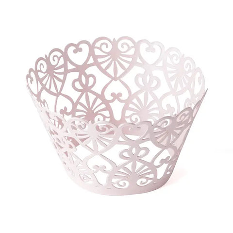 Lace Hearts Filigree Paper Cupcake Wrappers (12)