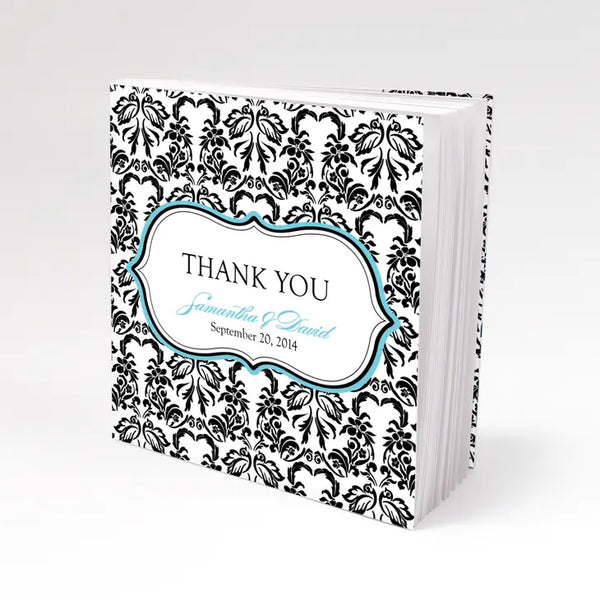 Small Blank Paper Notepad Book Favors with Personalized Dust Jackets - Damask Love Bird - Pack of 12