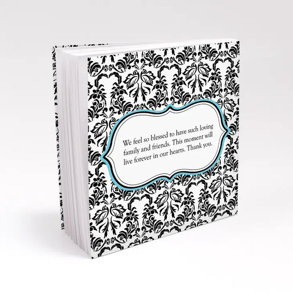 Small Blank Paper Notepad Book Favors with Personalized Dust Jackets - Damask Love Bird - Pack of 12