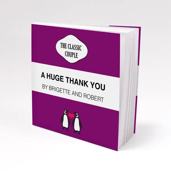 Small Blank Paper Notepad Book Favors with Personalized Dust Jackets - Penguin Couple - Pack of 12