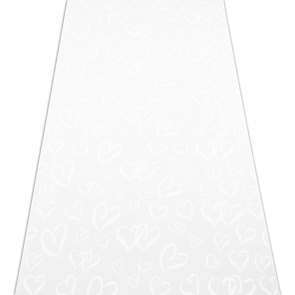 White Aisle Runner With All Over Heart Design