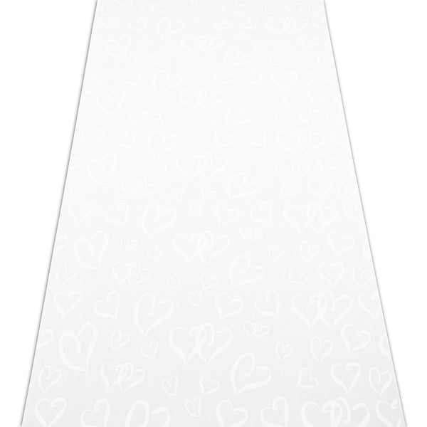 White Aisle Runner With All Over Heart Design