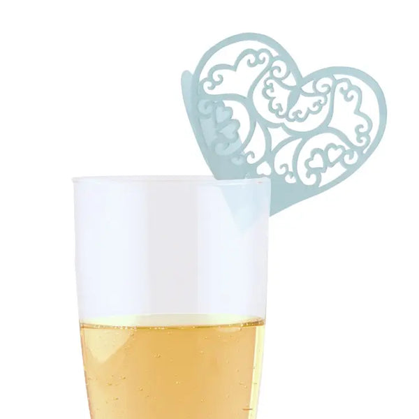 Laser Cut Paper Drink Marker - Double Hearts - Pack of 12