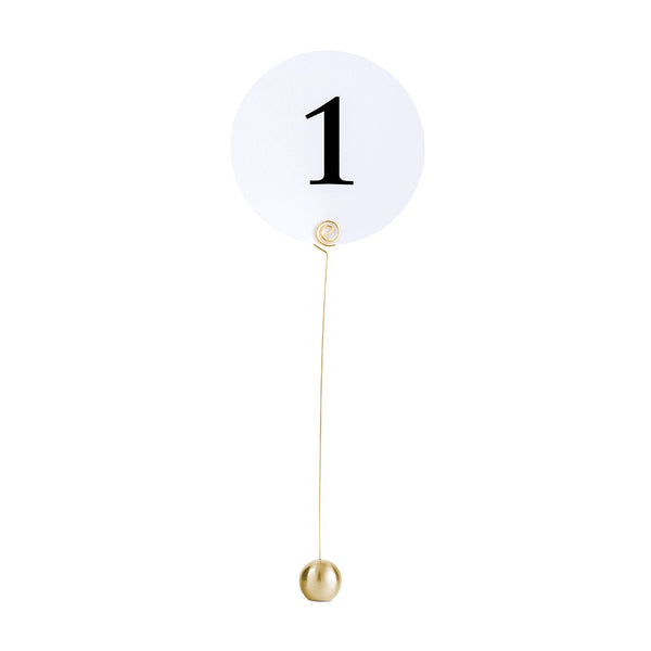 Tall 9" Spiral Wire Table Number Holder - Brushed Gold - Set of 6