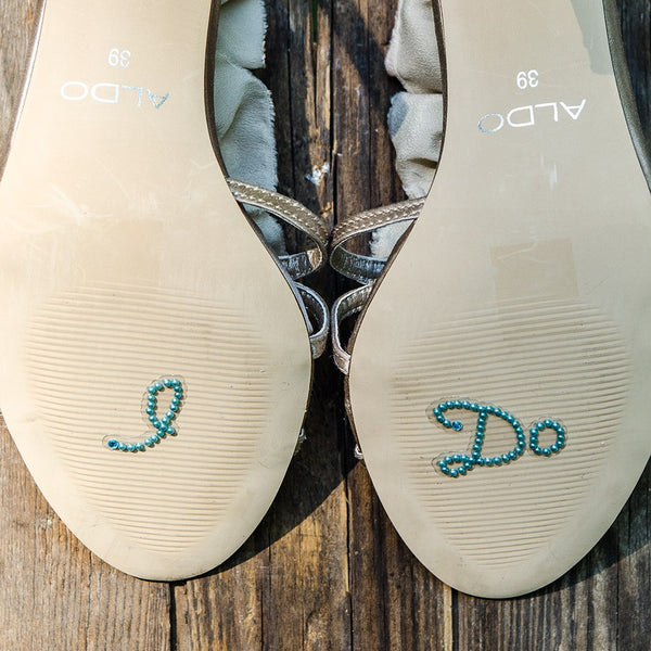 "I Do" Shoe Talk In Blue Pearls And Crystals