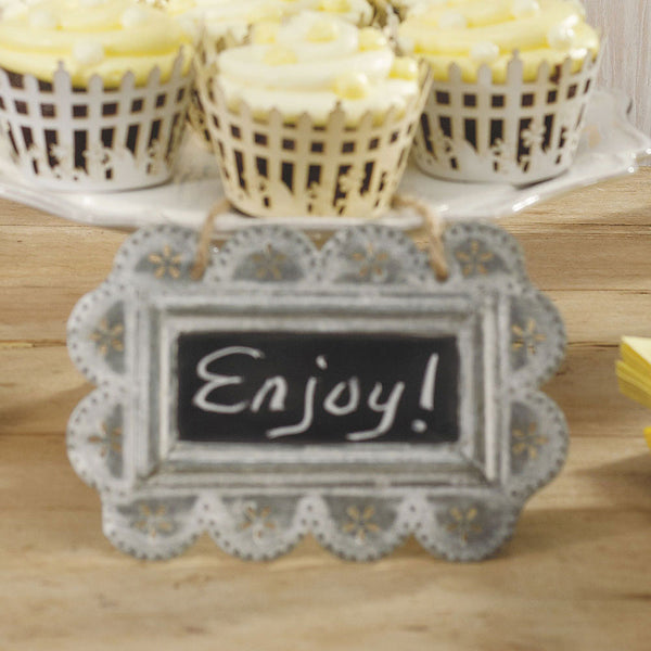 Small Scalloped Frame Tin Signs With Chalkboard