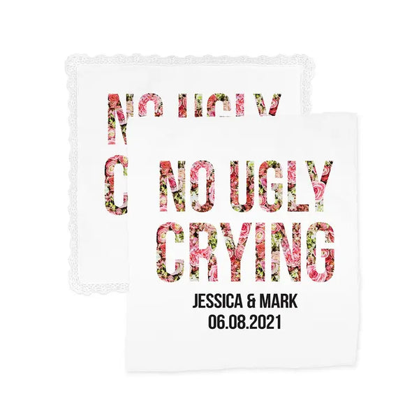 Personalized White Pocket Handkerchief - No Ugly Crying