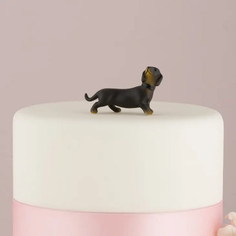 Miniature Black And Tan Dachshund Dog Figurines