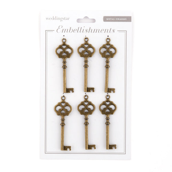 Antique Key Charm Style 4 - Double Hearts (6)