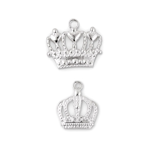 Silver Metal Stationery Charms - Royal Crown - Pack of 12