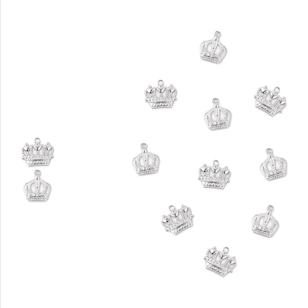 Silver Metal Stationery Charms - Royal Crown - Pack of 12