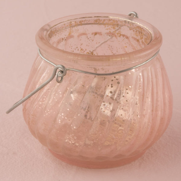 Miniature Glass Tealight Holders With Wire Hanger - Set of 6