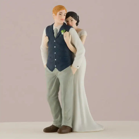 Bride and Groom Couple Wedding Cake Topper Figurine - A Sweet Embrace