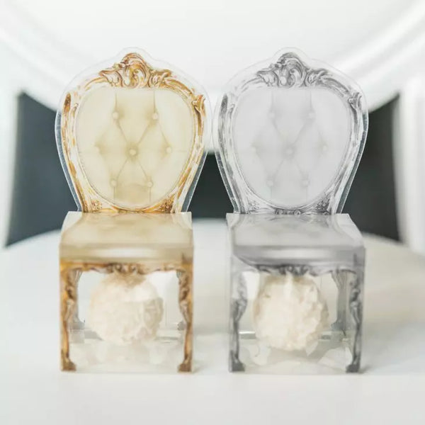 Favor Holders with Clear Plastic Favor Box Base - Antique Chair - Pack of 10