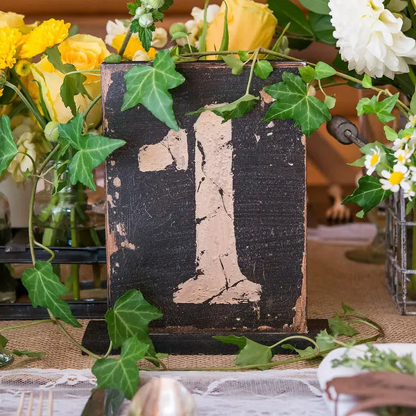 Rustic Self-Standing Table Number And Holders