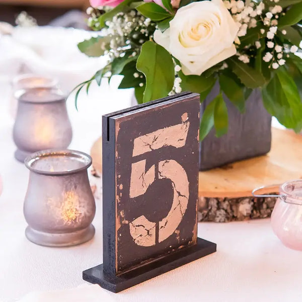 Rustic Self-Standing Table Number And Holders