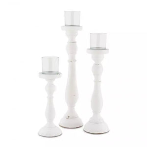 Shabby Chic Spindle Candle Holder - White - Set of 3