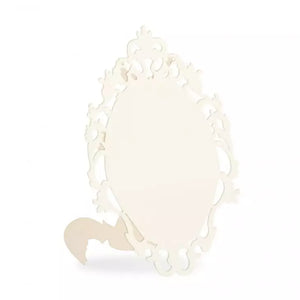 Laser Expressions Small Oval Baroque Frame Folded Place Card - Ivory