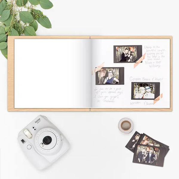 Personalized Wooden Polaroid Wedding Guest Book - Mr + Mrs Retro