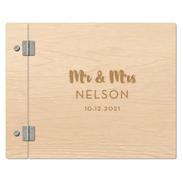 Personalized Wooden Polaroid Wedding Guest Book - Mr + Mrs Retro