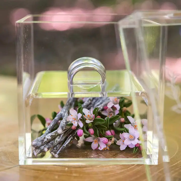 Personalized Clear Acrylic Jewelry Box - Botanical Wreath