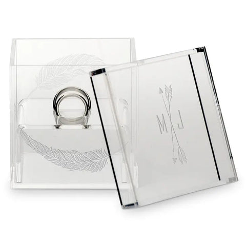 Personalized Clear Acrylic Jewelry Box- Whimsical Feather