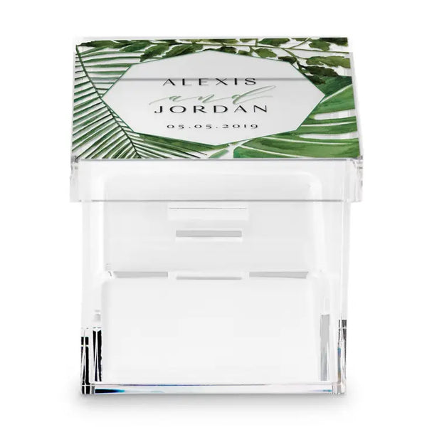 Personalized Clear Acrylic Jewelry Box - Greenery