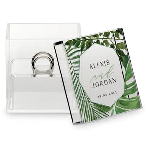 Personalized Clear Acrylic Jewelry Box - Greenery