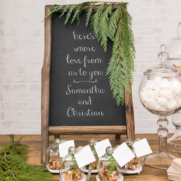 Self Standing Chalkboard Sign With Rustic Wood Frame