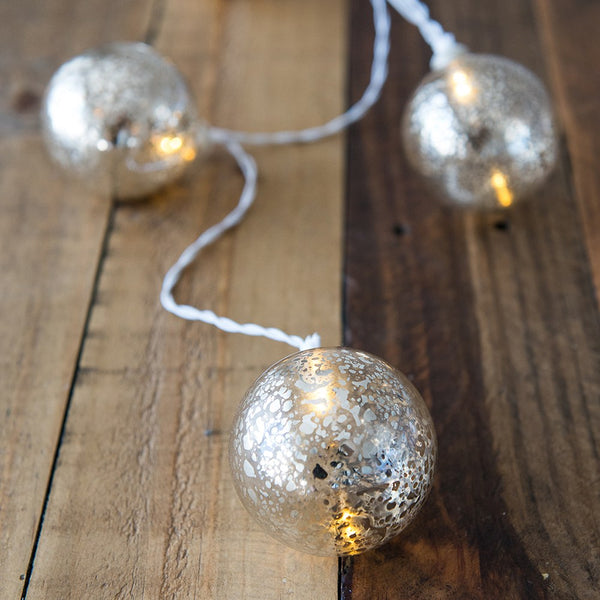 Decorative Battery-Operated LED String Lights - Gold Mercury Globe