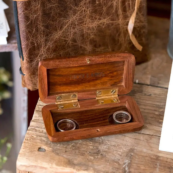 Small Personalized Wooden Ring Jewelry Box - Hand Written Monogram