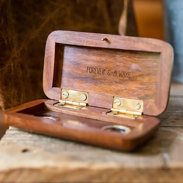 Small Personalized Wooden Ring Jewelry Box - Hand Written Monogram