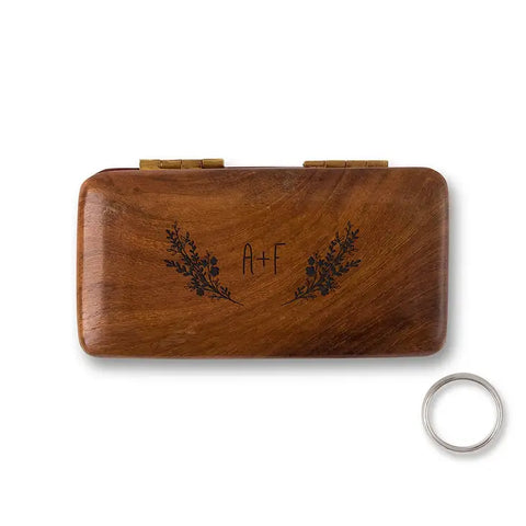 Small Personalized Wooden Ring Jewelry Box - Hand Written Monogram