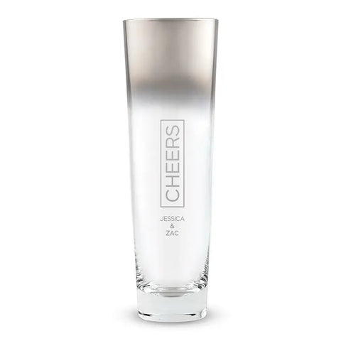 Modern Stemless Champagne Flutes Silver Ombre - Cheers Etched