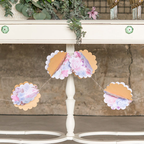 3D Floral Print Paper Garland