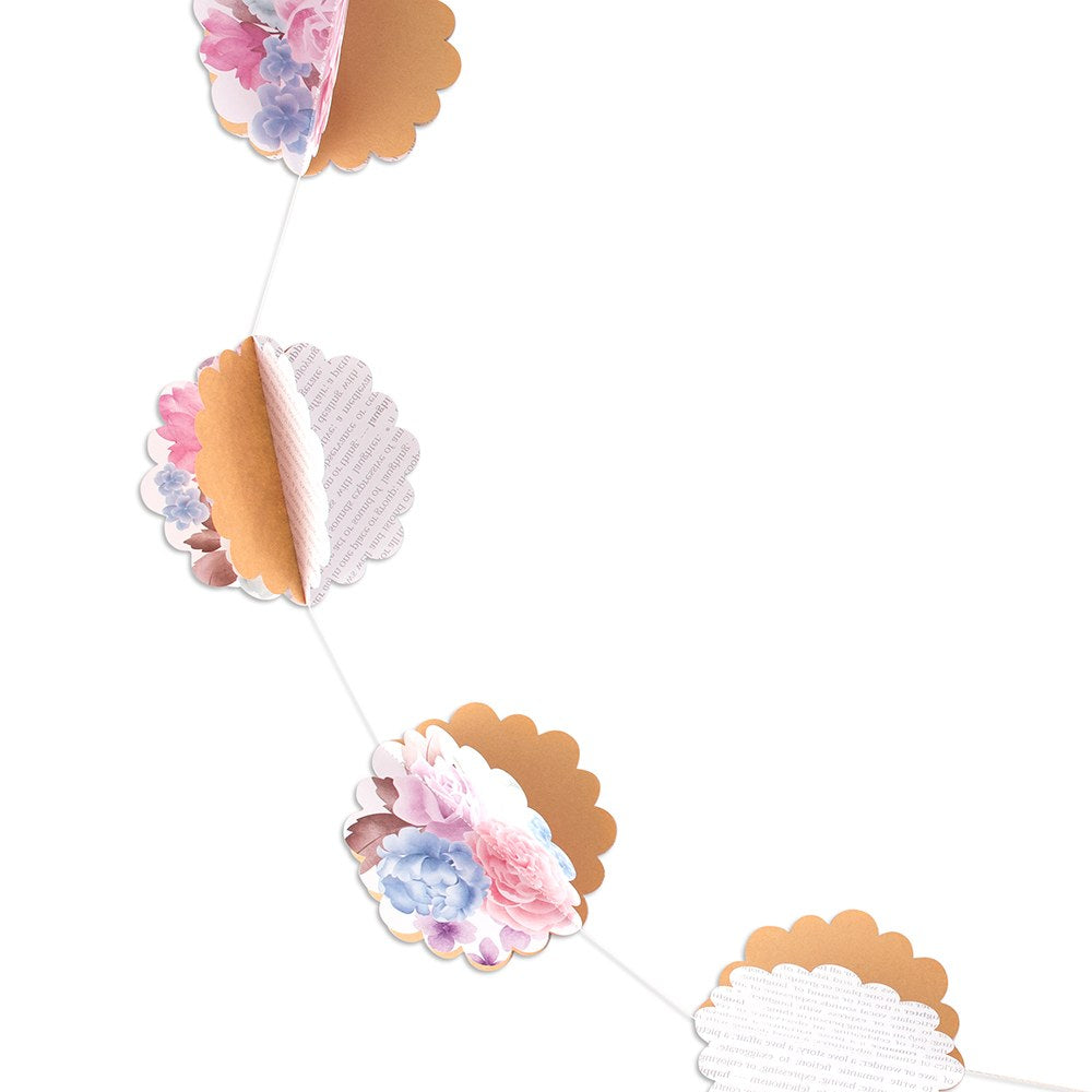 3D Floral Print Paper Garland