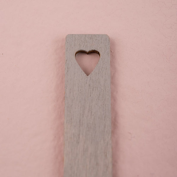 Grey Wooden Stakes - Heart - Set of 10