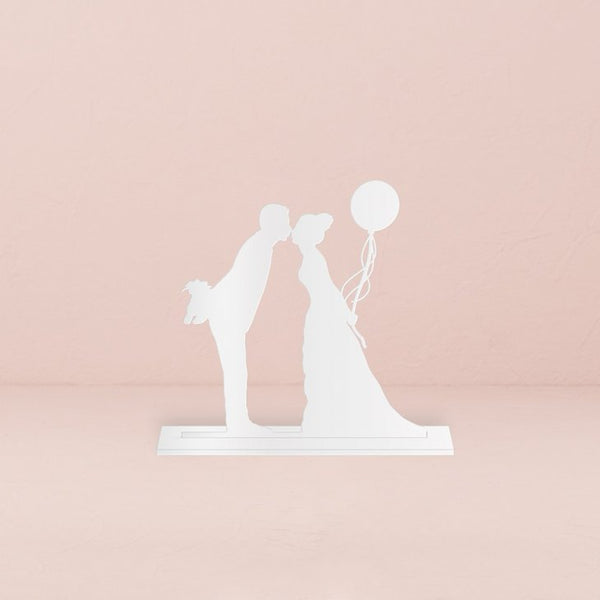 Leaning In Silhouette Acrylic Cake Topper - White