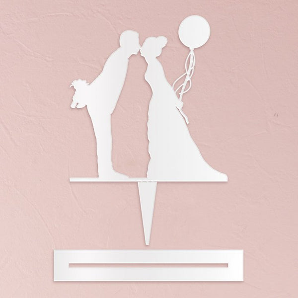 Leaning In Silhouette Acrylic Cake Topper - White