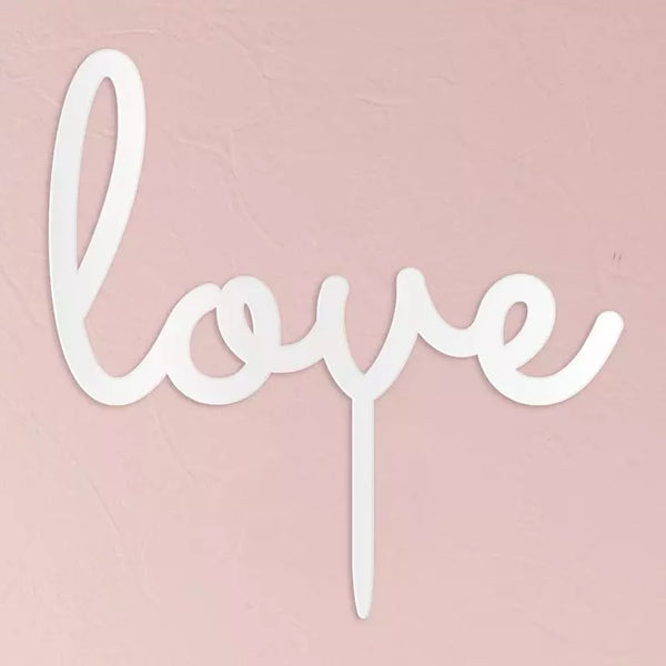 Love Acrylic Cake Topper - White