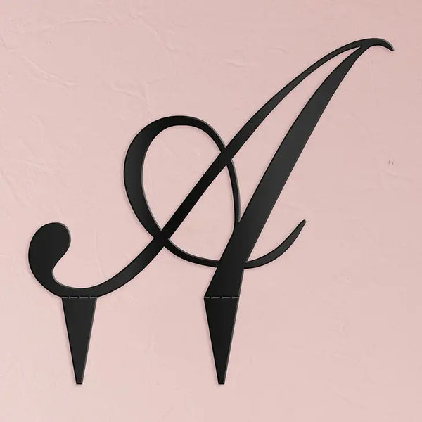 Script Monogram Acrylic Cake Topper - Black