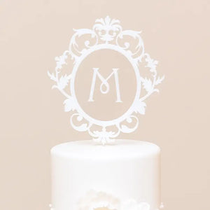 Classic Floating Monogram White Acrylic Cake Topper