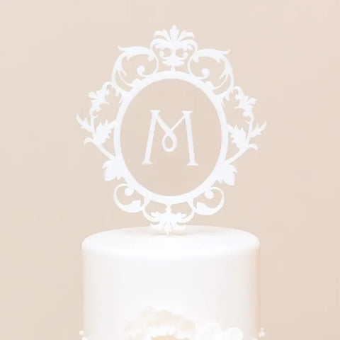 Classic Floating Monogram White Acrylic Cake Topper