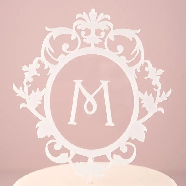 Classic Floating Monogram White Acrylic Cake Topper